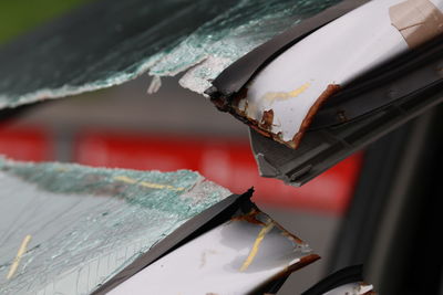 Close-up of old rusty car