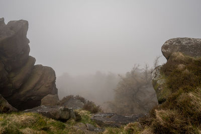 Temperature inversion at the roaches n the staffordshire, peak district national park, uk.