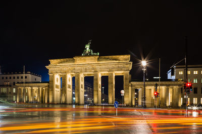 Light trails on street at night