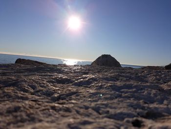 Scenic view of sea against clear sky