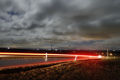 Light trails on highway at night