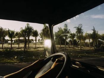 Road seen through car windshield