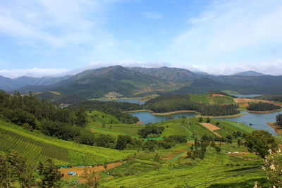 Scenic view of agricultural landscape against sky