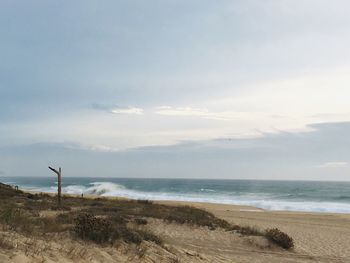 Scenic view of beach against sky