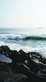 Scenic view of sea against clear sky