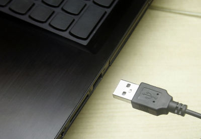 High angle view of computer keyboard on table