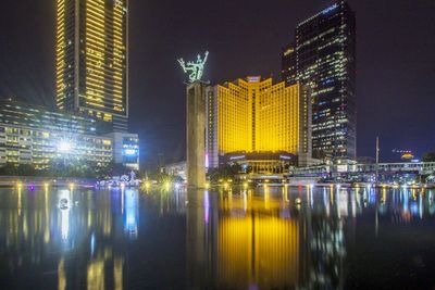 Illuminated city at night