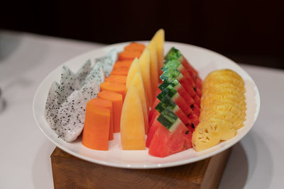 Close-up of sushi in plate on table