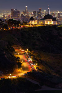 Griffith observatory against the los angeles skyline