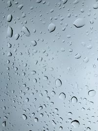 Full frame shot of raindrops on glass window
