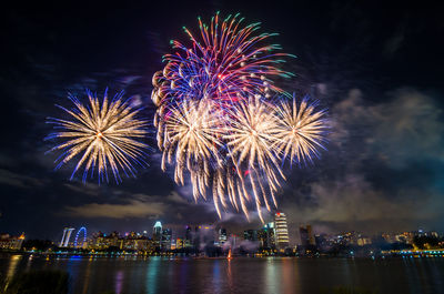 Firework display for singapore national day which celebrated every year on august 9.