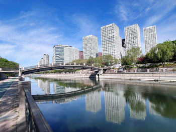 Reflection of buildings in water