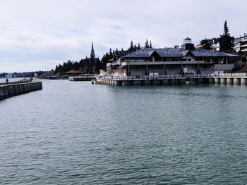 View of river with buildings in background