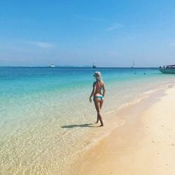 Full length of man on beach against sky