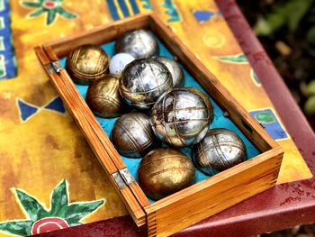 Close-up high angle view of shells