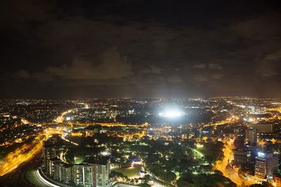 Illuminated cityscape at night