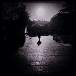 Footpath leading towards illuminated building