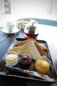 Close-up of food on table