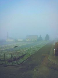 View of cityscape during foggy weather