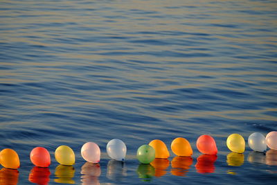 High angle view of balloon on lake