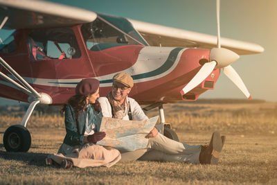 People sitting on field