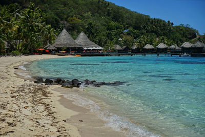 Scenic view of beach by sea against sky