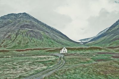 A house in the middle of nowhere in nature. west fjord of iceland landscape