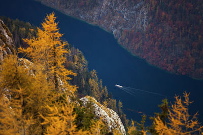 High angle view of boat in river