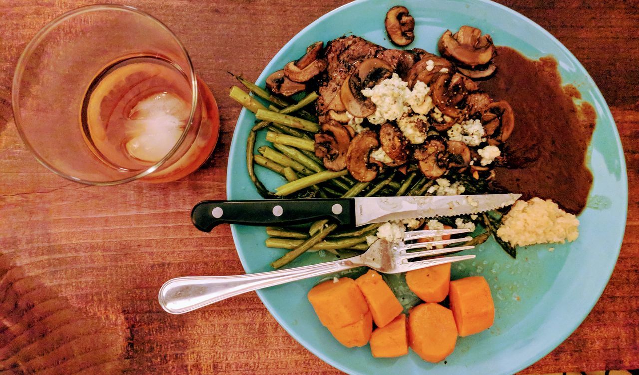 Steak and mushrooms