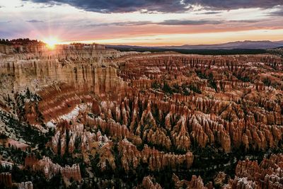 Scenic view of landscape against cloudy sky