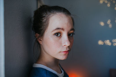 Portrait of tween girl looking at camera