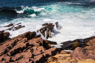 Scenic view of rocky beach