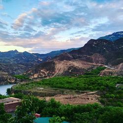 Scenic view of mountains against sky