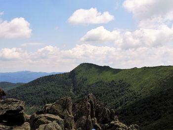 Scenic view of mountains against sky