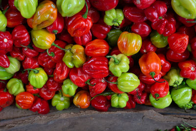 High angle view of spices for sale at market stall