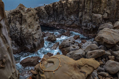 Scenic view of rocks in sea