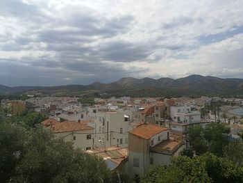 High angle view of townscape against sky