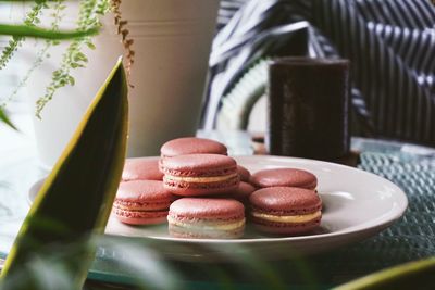 Close-up of dessert in plate on table