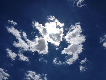 Low angle view of clouds in blue sky