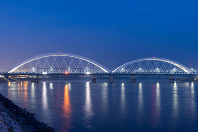 Bridge over river against blue sky