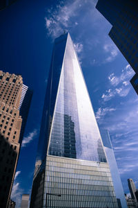 Low angle view of modern building against sky