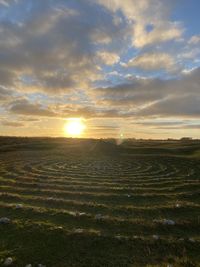 Scenic view of field against sky during sunset