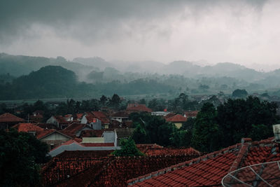 High angle view of townscape against sky