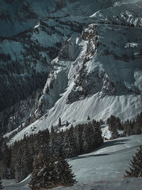 Scenic view of snowcapped mountains against sky ski 