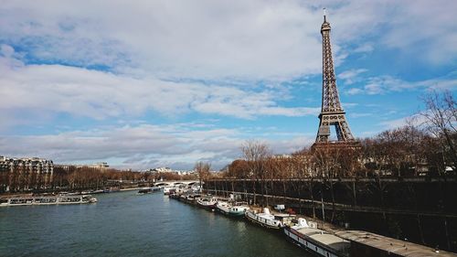 View of tower against cloudy sky