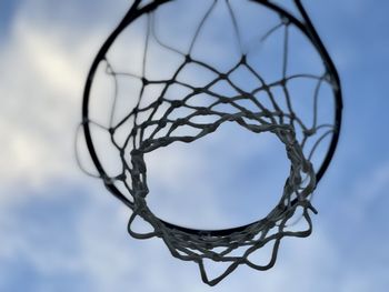 Low angle view of basketball hoop against sky