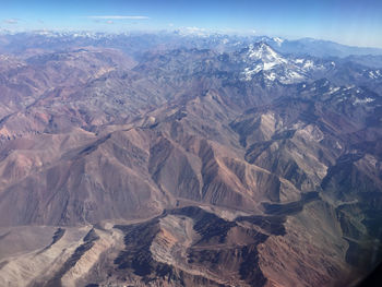 High angle view of dramatic landscape against sky