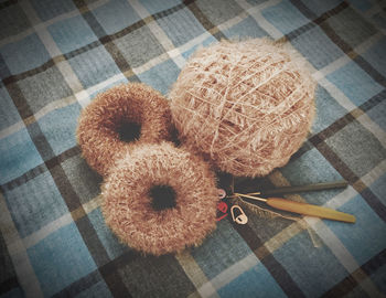 High angle view of stuffed toy on table