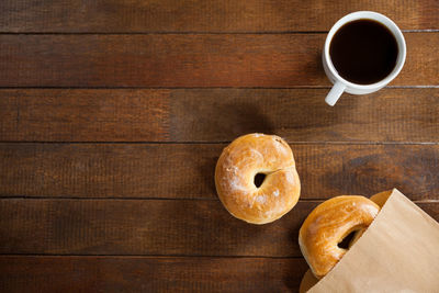 High angle view of breakfast on table