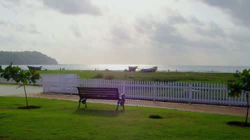 Scenic view of sea against cloudy sky